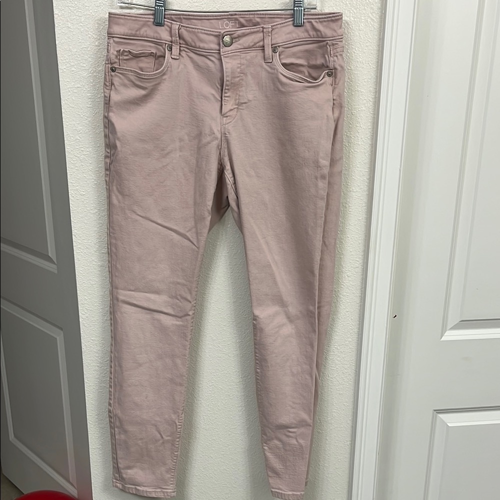 LOFT Women's Pink Jeans size 12 curvy skinny
